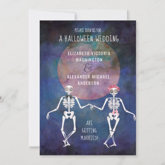Skeletons/Thème Halloween/ Faire-part de mariage (Devant)