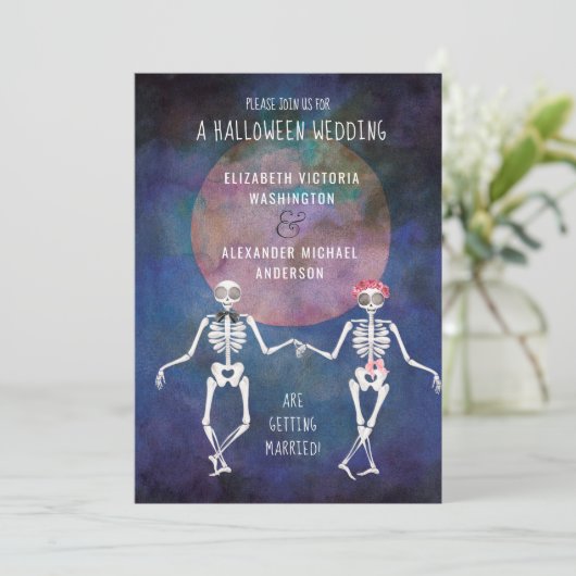 Skeletons/Thème Halloween/ Faire-part de mariage (Debout devant)