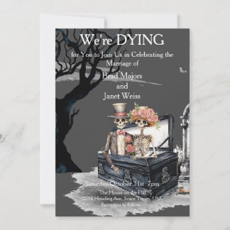 Skeletpaar bruiloft uitnodiging