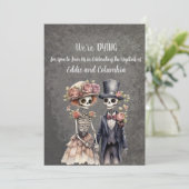 Skeletpaar bruiloft uitnodiging (Staand voorkant)