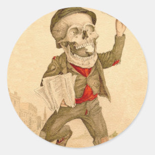 Skeletpaperboy Ronde Sticker