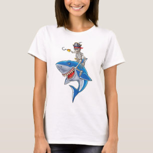 Skeletpiraten Riding Shark Cute Boys Halloween T-shirt