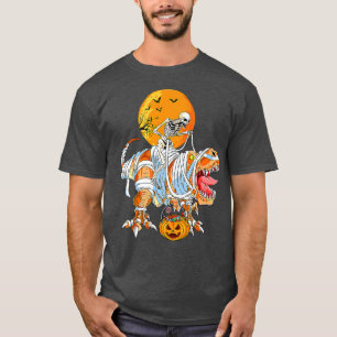 Skeletrijdende mummie dinosaurus T-rex voor jongen T-shirt