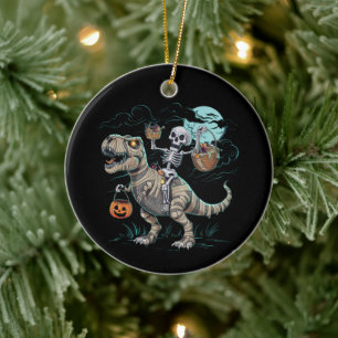 Skeletrog Dinosaur T rex Halloween Pumpkin Keramisch Ornament