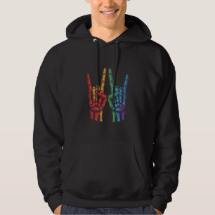 Skeletrots Hand LGBTQ Regenboogvlag Gay Pride Hoodie