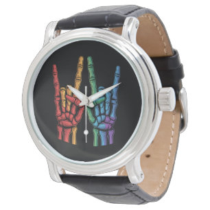 Skeletrots Hand LGBTQ Regenboogvlag Gay Pride Horloge