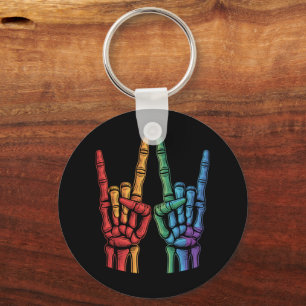 Skeletrots Hand LGBTQ Regenboogvlag Gay Pride  Sleutelhanger