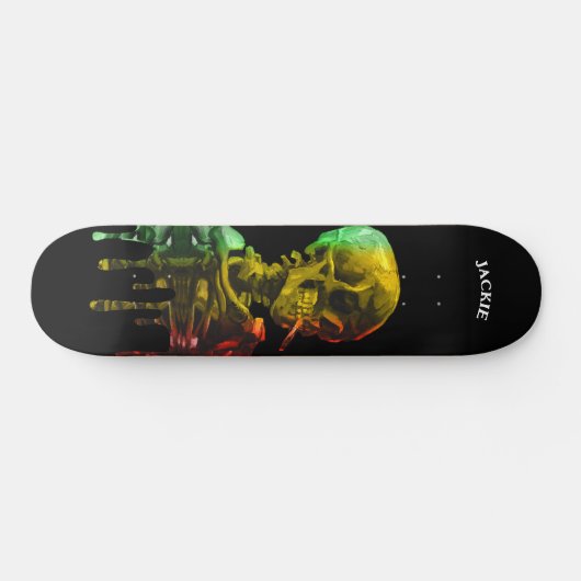 Skeletschedel met brandende sigaretten van Gogh Skateboard (Horizontaal)