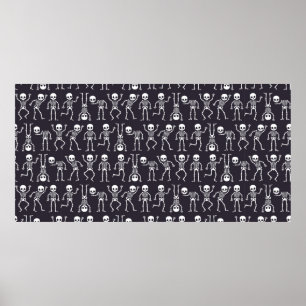 Skeletsilhouettes naadloos patroon voor hallowiet poster