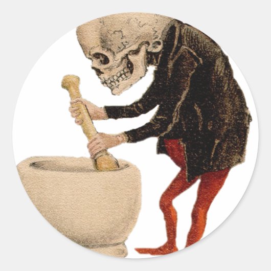 Skeletspapier Ronde Sticker (Voorkant)