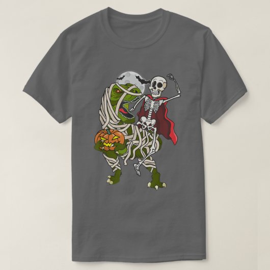 Skeletspieren Dinosaur Halloween T re Pump T-shirt (Design voorkant)