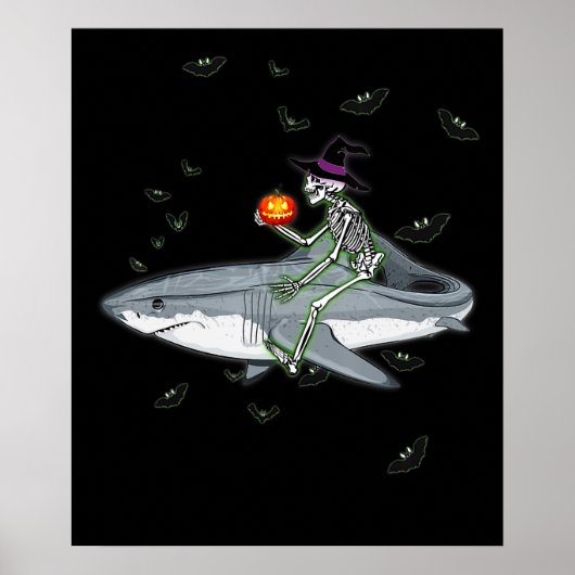 Skeletspieren - Funny Halloween Shark Gift Poster (Voorkant)