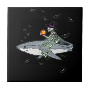 Skeletspieren - Funny Halloween Shark Gift Tegeltje