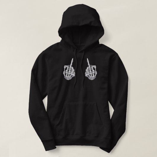 Skeletspieren Hand Halloween Botten Middelvinger V Hoodie (Design voorkant)