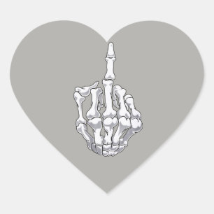Skeletspieren, middelvinger hart sticker