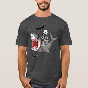 Skeletspieren Riding Shark Funny Halloween Boys Gi T-shirt