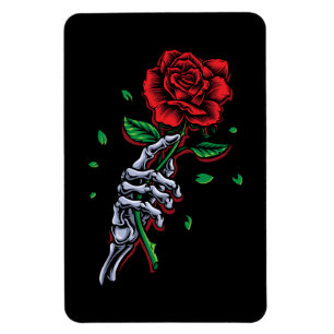 Skeletspieren Roodrode rozenbloem Magneet