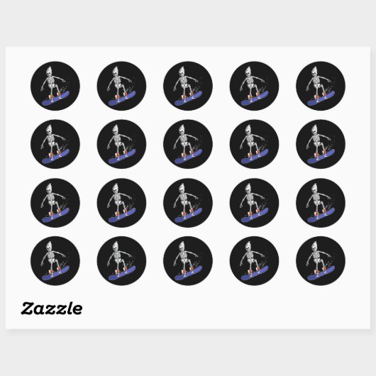 Skeletspiering Snowboarder Ronde Sticker (Vel)