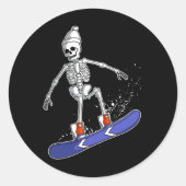Skeletspiering Snowboarder Ronde Sticker (Voorkant)
