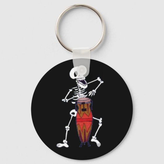 Skeletspion Drummer Conga Player Sleutelhanger (Voorkant)