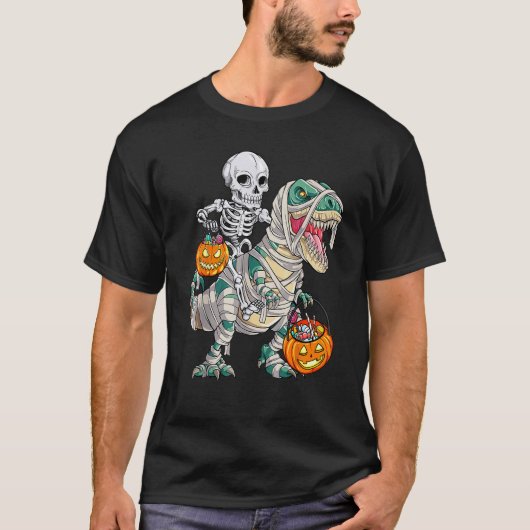 Skeletspionagepomp Dinosaur rex Halloween T-shirt (Voorkant)