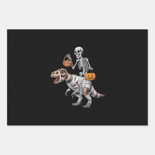 Skeletspleetspier Dinosaur T rex Halloween Fun Inpakpapier Vel (Voorkant)