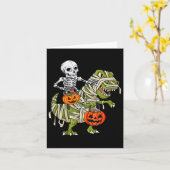 Skeletspleetspier Dinosaur T Rex Halloween Fun Kaart (Gele Bloem)
