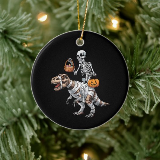 Skeletspleetspier Dinosaur T rex Halloween Fun Keramisch Ornament (Boom)