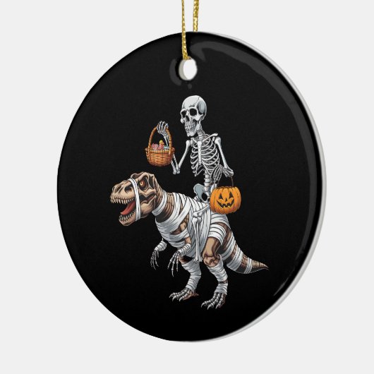 Skeletspleetspier Dinosaur T rex Halloween Fun Keramisch Ornament (Links)