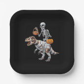 Skeletspleetspier Dinosaur T rex Halloween Fun Papieren Bordje (Voorkant)