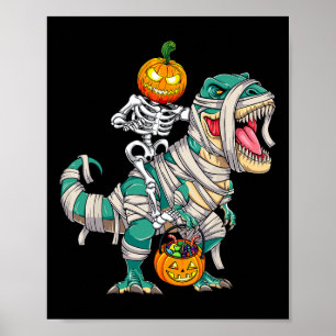 Skeletspleetspier Dinosaur T rex Halloween Fun Poster