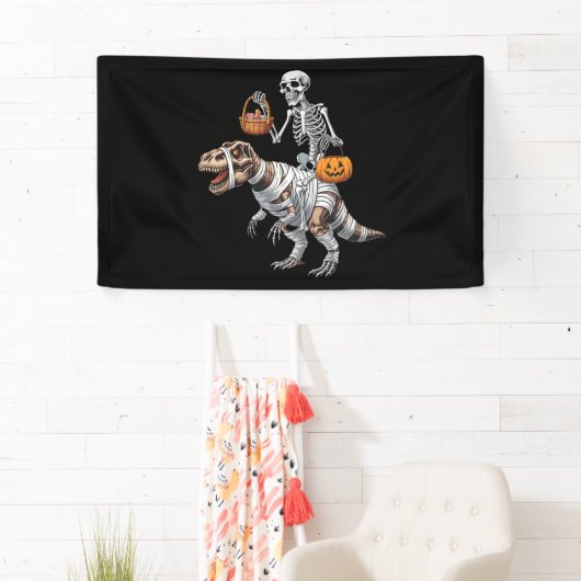 Skeletspleetspier Dinosaur T rex Halloween Fun Spandoek (Insitu)