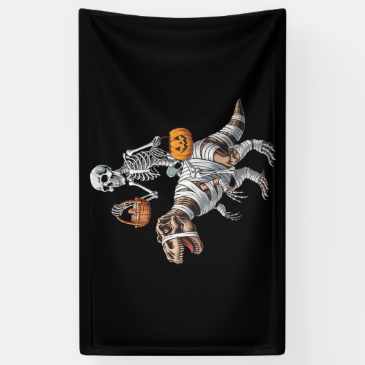 Skeletspleetspier Dinosaur T rex Halloween Fun Spandoek (Verticaal)