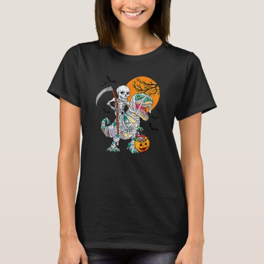 Skeletspleetspier Dinosaur T Rex Halloween Fun T-shirt (Voorkant)