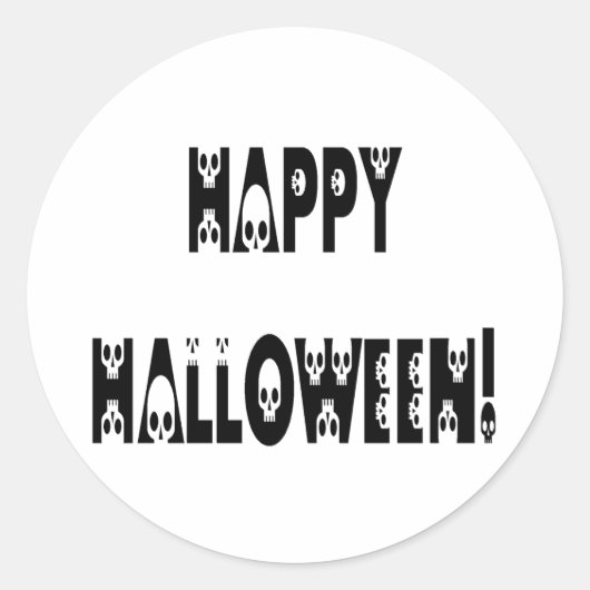 Skelettekst Halloween Ronde Sticker (Voorkant)