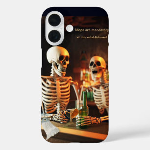 Skeletten aan een bar iPhone 16 hoesje
