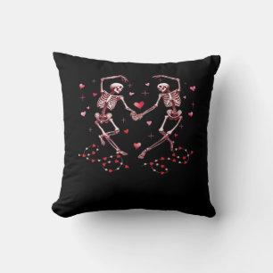 Skeletten die handen vasthouden Hart Valentijnsdag Kussen