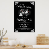 Skeletten Elegant Black & White Welkom bij bruilof Poster (Keuken)
