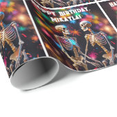 Skeletten en kleurrijke Ornamenten Cadeaupapier (Rol Hoek)