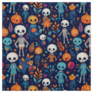 Skeletten en pompoenen bruisende Halloween Stof