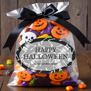Skeletten Happy Halloween Oval Sticker
