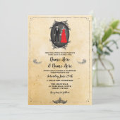 Skeletten Huulbruiloft Halloween Rustic Gothic Kaart (Staand voorkant)