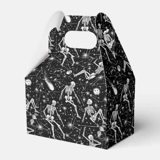 Skeletten in de ruimte achtergrond bedankdoosjes (Achterkant)