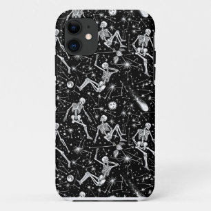Skeletten in de ruimte achtergrond iPhone 11 hoesje