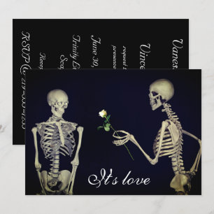 Skeletten in liefdesbruiloft kaart