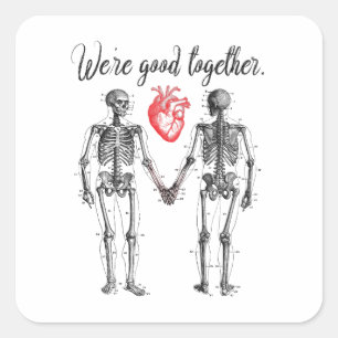 Skeletten met handbediende Valentijn Vierkante Sticker