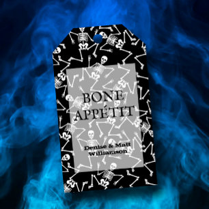 Skeletten op Black BONE APPÉTIT Favor Cadeaulabel