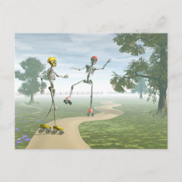 Skeletten op Schaatsen van Rollers Briefkaart