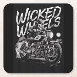 Skeletten op wielen vierkante kartonnen onderzetter