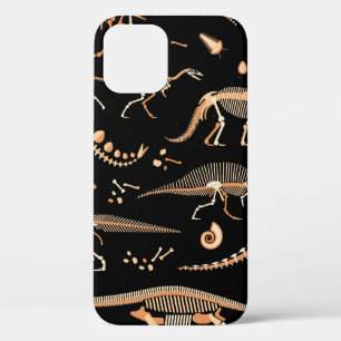 Skeletten van dinosaurussen en fossielenpatroon iPhone 12 hoesje